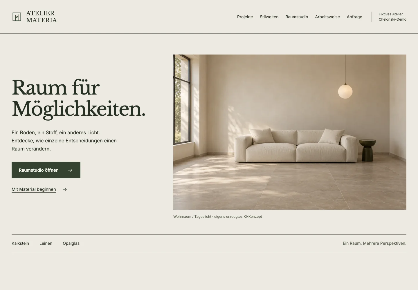 Rzeczywisty zrzut opublikowanej strony: ATELIER MATERIA
