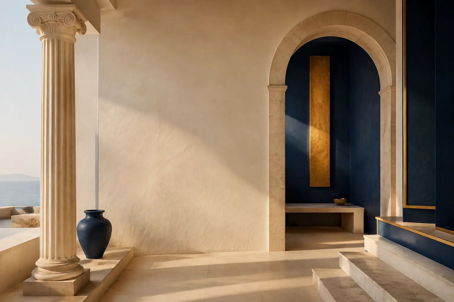 Helle griechische Architektur als Symbol für klare, tragfähige Lösungen