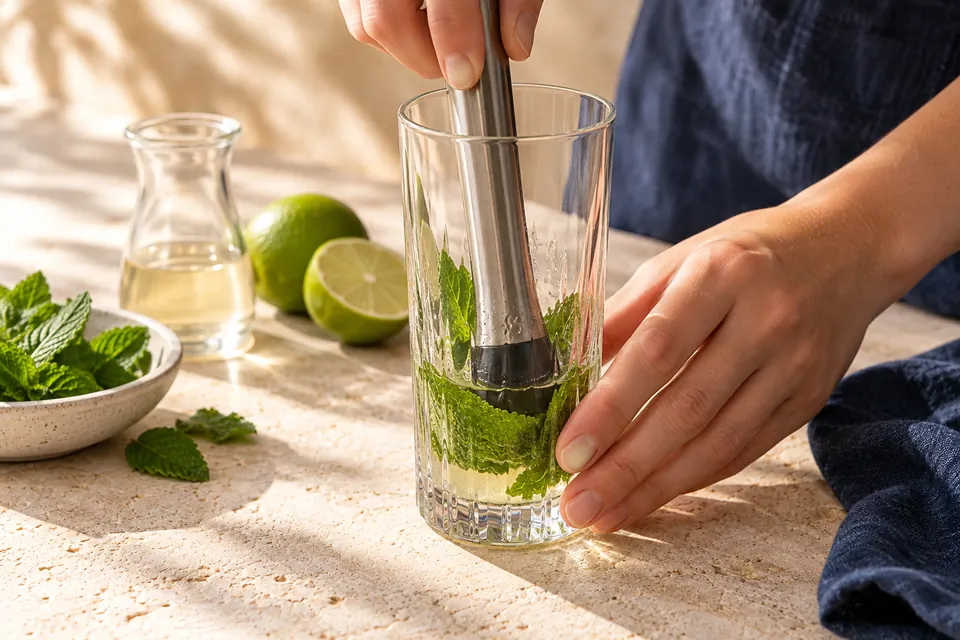 Mojito: sanftes Andrücken (KI-Illustration)