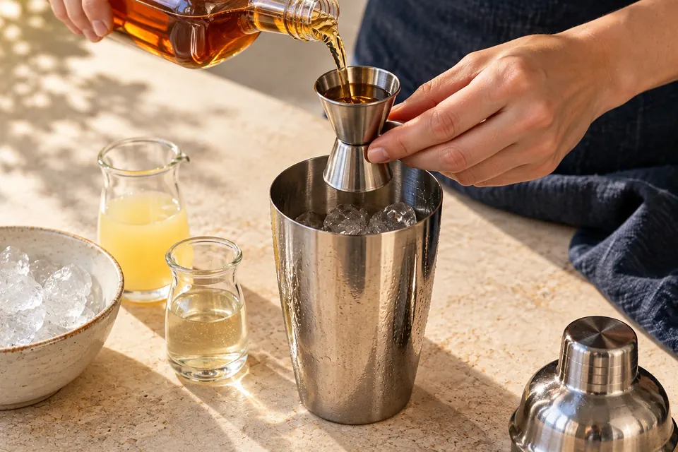 Whiskey Sour ohne Ei: Abmessen (KI-Illustration)
