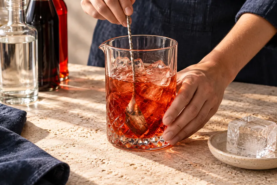 Negroni: Rühren (KI-Illustration)