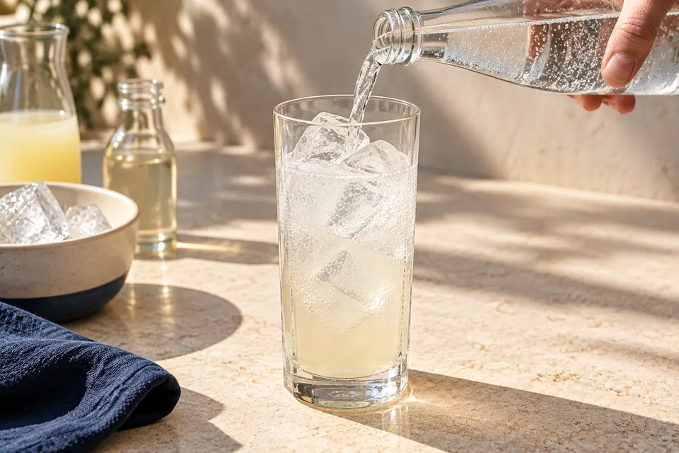 Tom Collins: Soda angießen (KI-Illustration)
