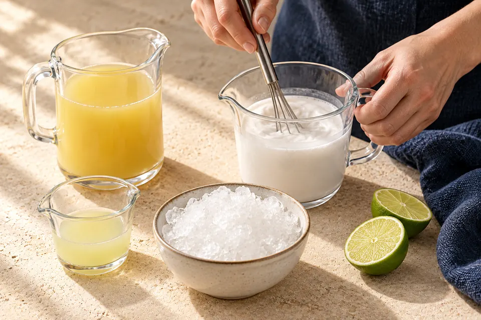Ananas-Kokos-Mocktail: Abmessen (KI-Illustration)