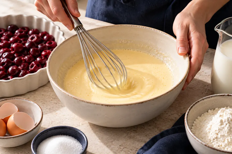 Kirsch-Clafoutis: klumpenfreier Guss (KI-Illustration)