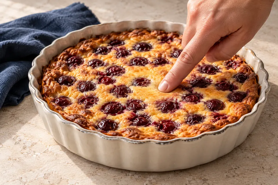 Kirsch-Clafoutis: feste Mitte (KI-Illustration)