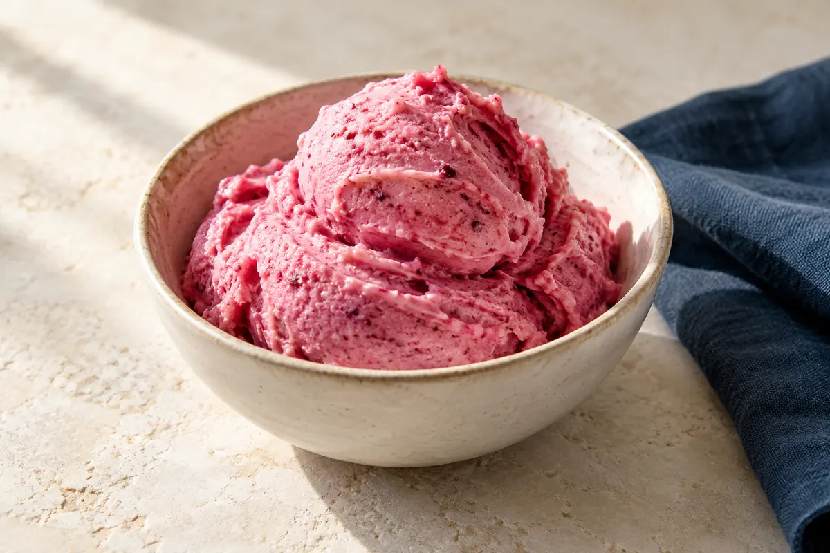 Beeren-Frozen-Joghurt als Softeis