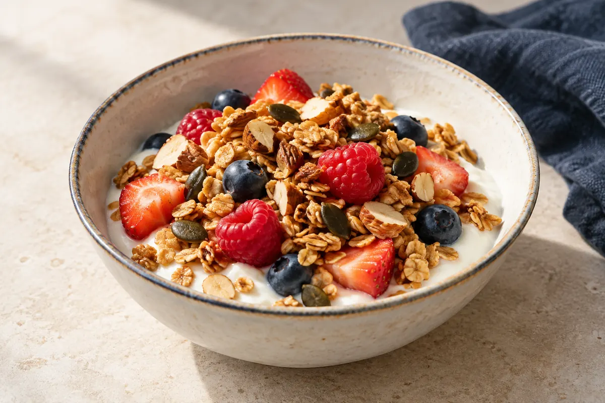 Joghurt mit selbst geröstetem Granola
