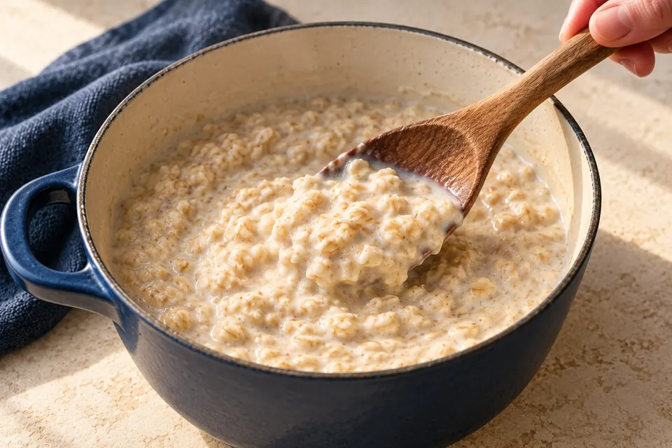 Haferporridge mit Zwetschgen: Haferkonsistenz (KI-Illustration)