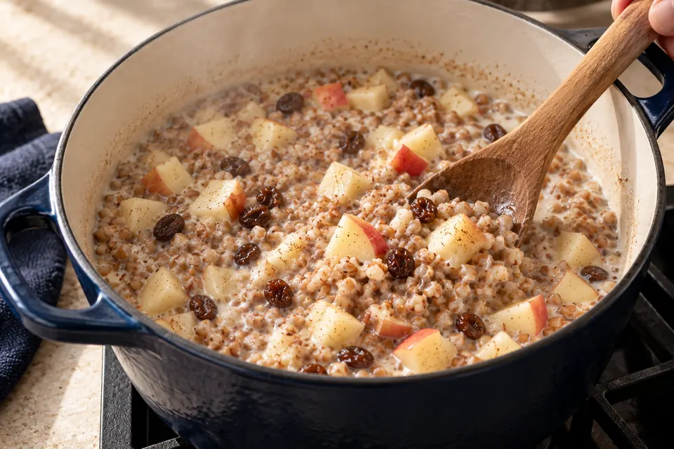 Buchweizenbrei mit Apfel: Endkonsistenz (KI-Illustration)