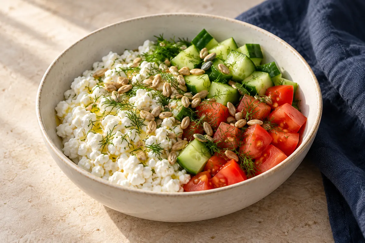 Hüttenkäse-Bowl mit Gurke