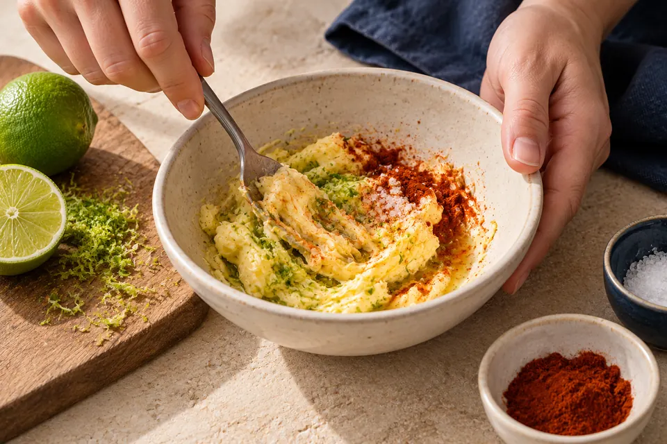 Mais mit Limettenbutter: Butter mischen (KI-Illustration)