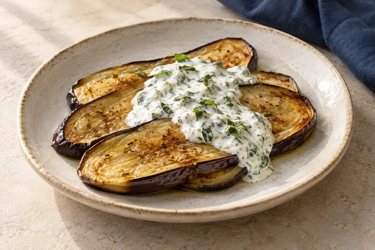 Auberginen vom Grill mit Joghurt