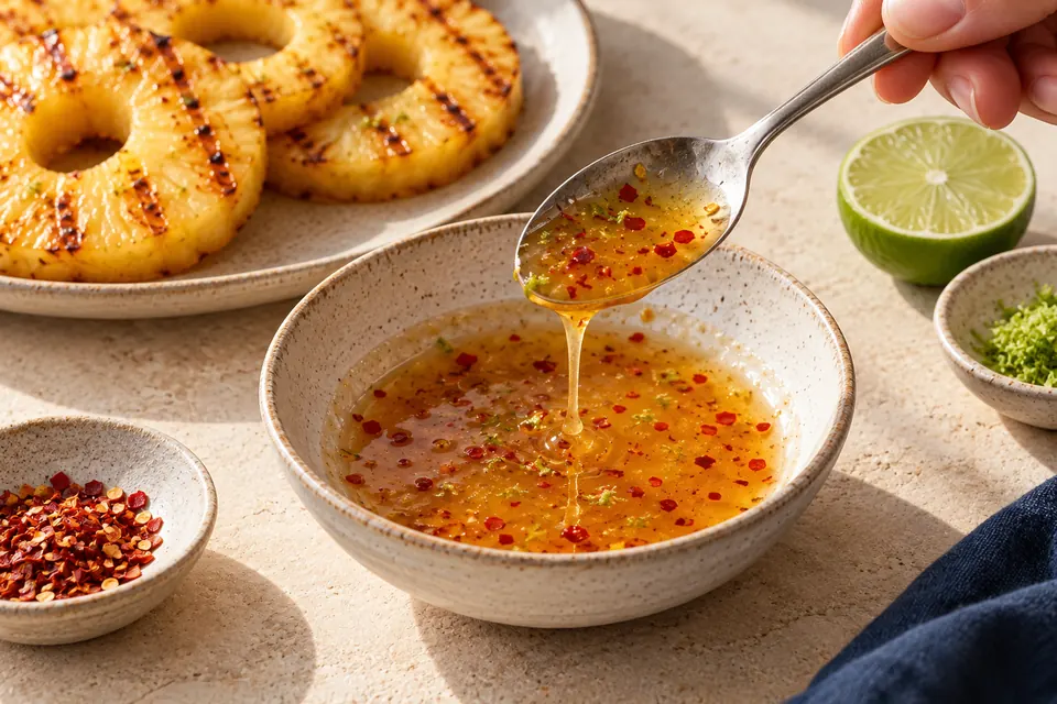 Ananas mit Chili-Limette: Limettenglasur (KI-Illustration)