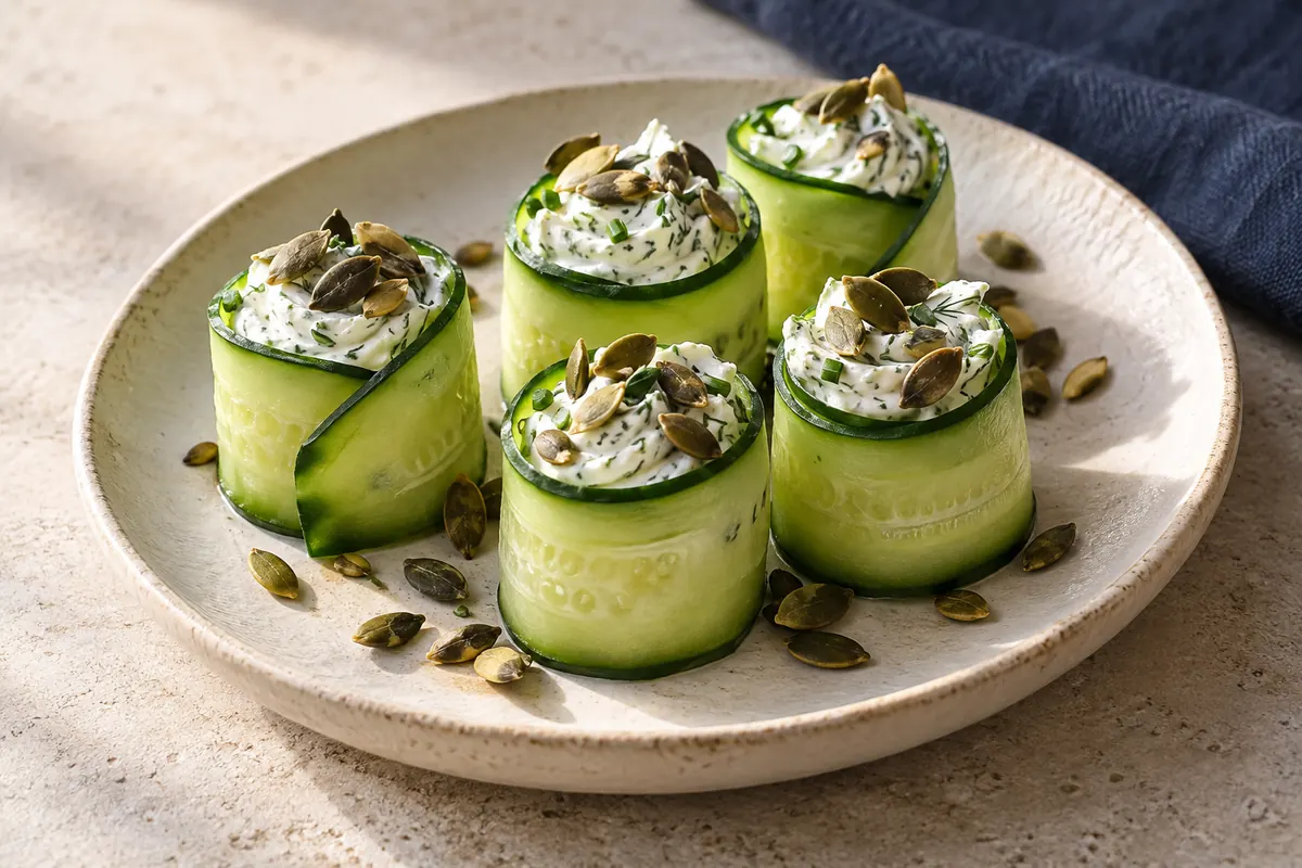 Gurkenröllchen mit Kräuterquark