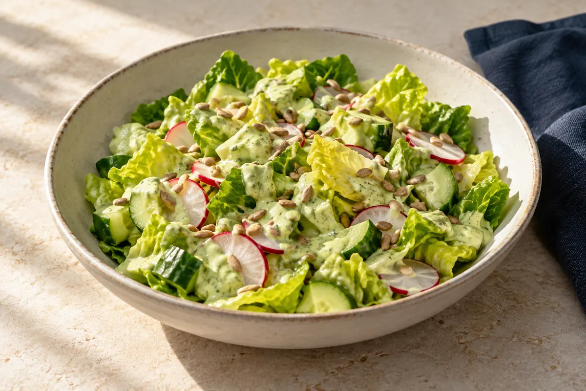 Romanasalat mit Avocadodressing