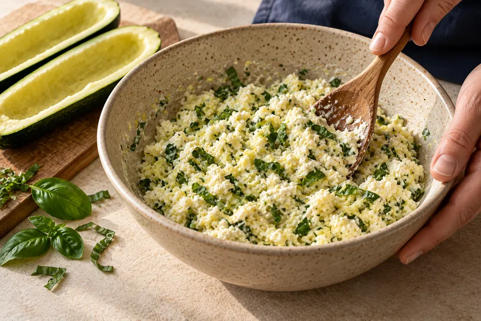 Zucchini mit Ricottafüllung: Ricottafüllung (KI-Illustration)