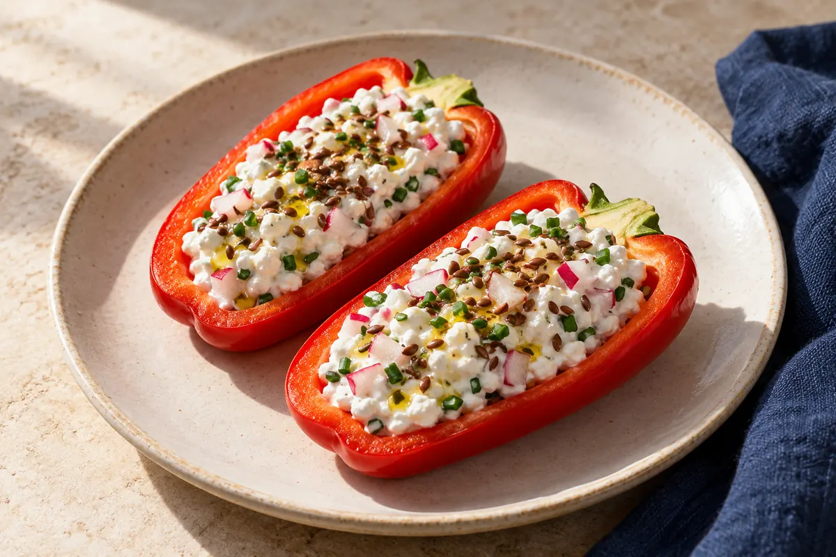 Paprika-Hüttenkäse-Boote