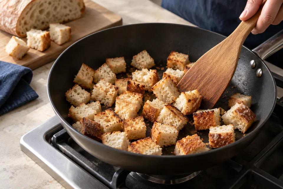 Panzanella: Brot rösten (KI-Illustration)
