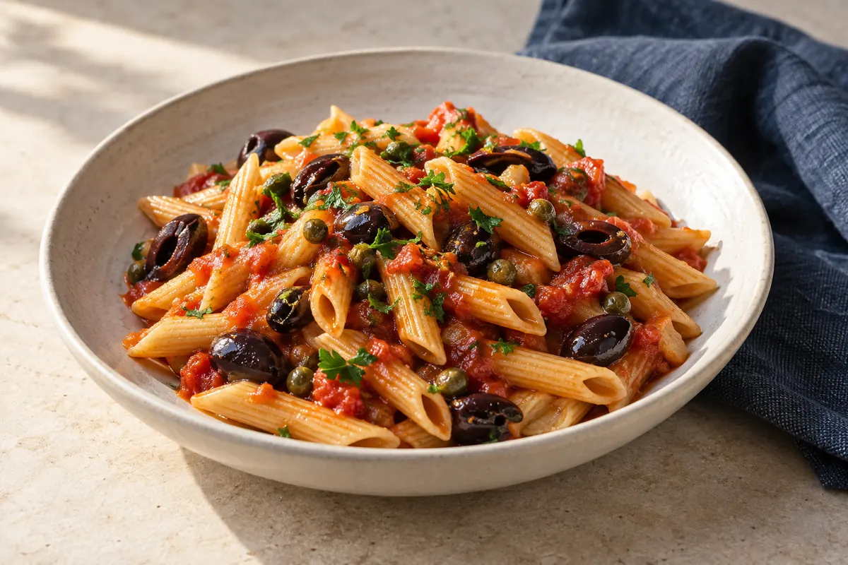 Tomaten-Oliven-Pasta