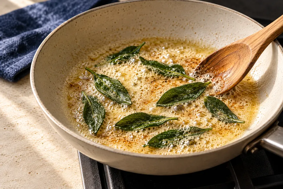 Gnocchi mit Salbeibutter: Butterbräunung (KI-Illustration)
