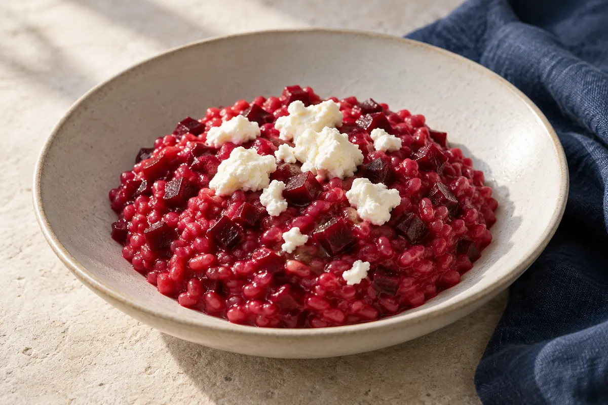 Rote-Bete-Risotto mit Ziegenkäse