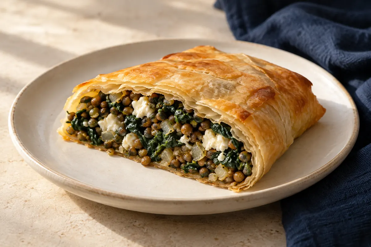 Linsen-Spinat-Strudel