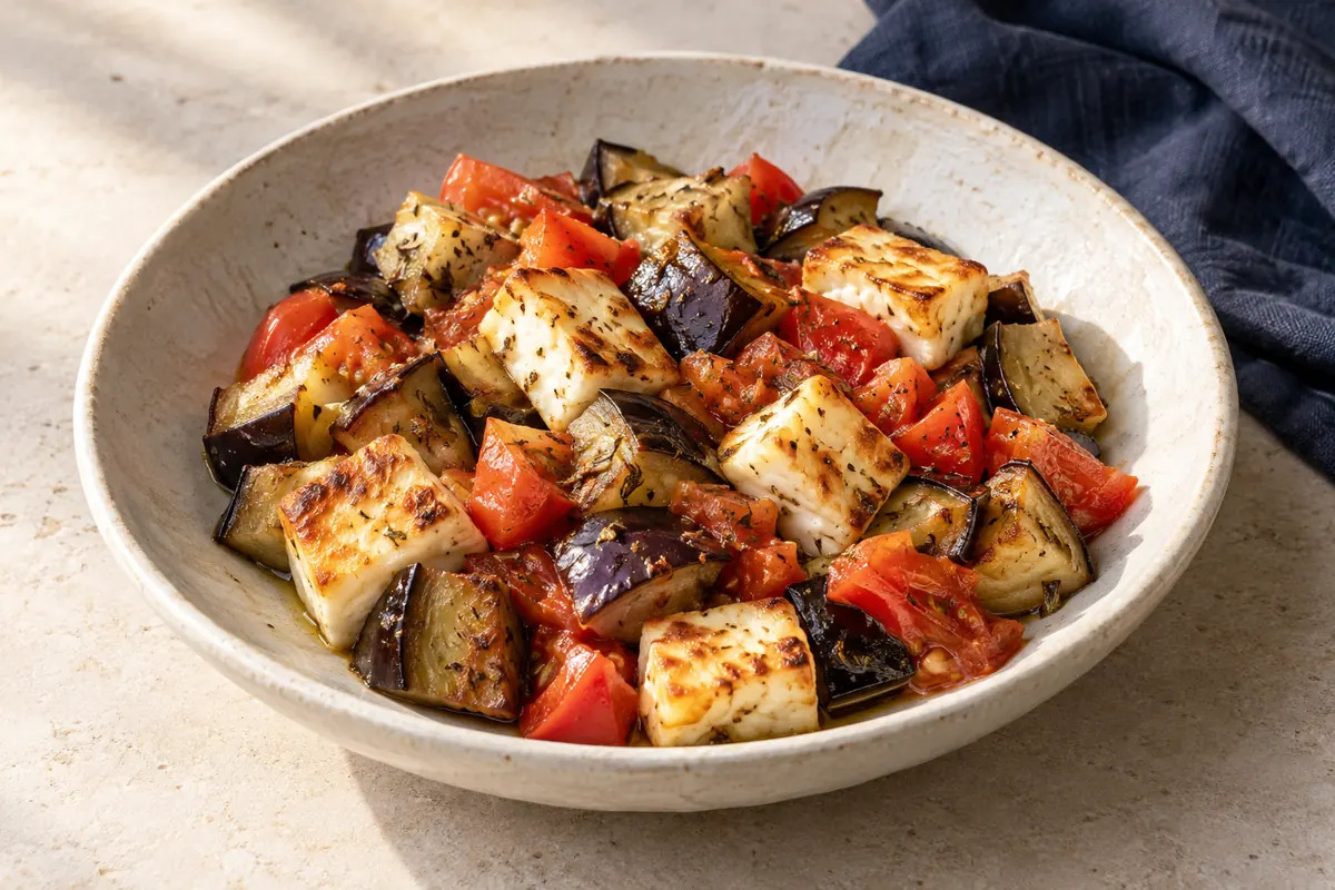 Ofenaubergine mit Halloumi