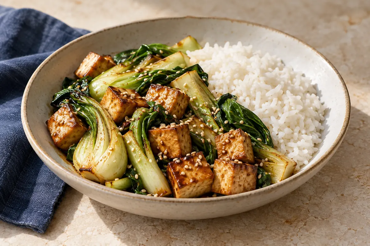 Sesam-Tofu mit Pak Choi